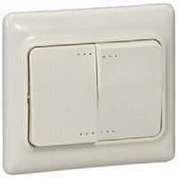 Выключатель с подсветкой с рамкой Legrand Kaptika 2-кл. слоновая кость картинка